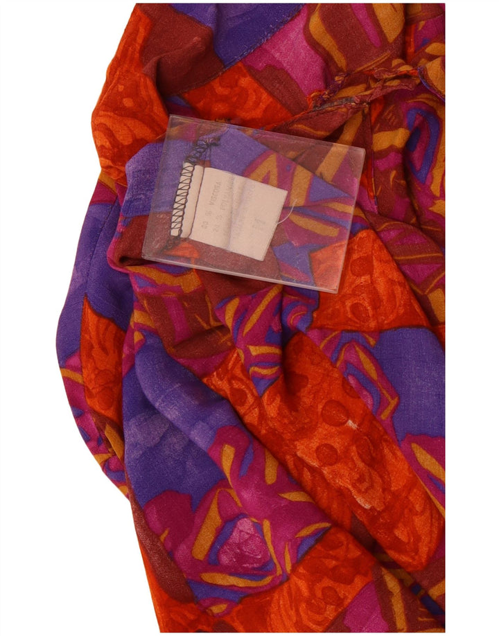 Vintage kortærmet skjortebluse til kvinder UK 18 XL Flerfarvet patchwork