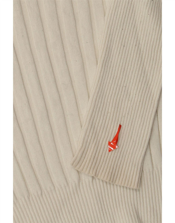 Zara Womens Crop Roll Neck Jumper Sweater UK 14 Large Off White Viscose