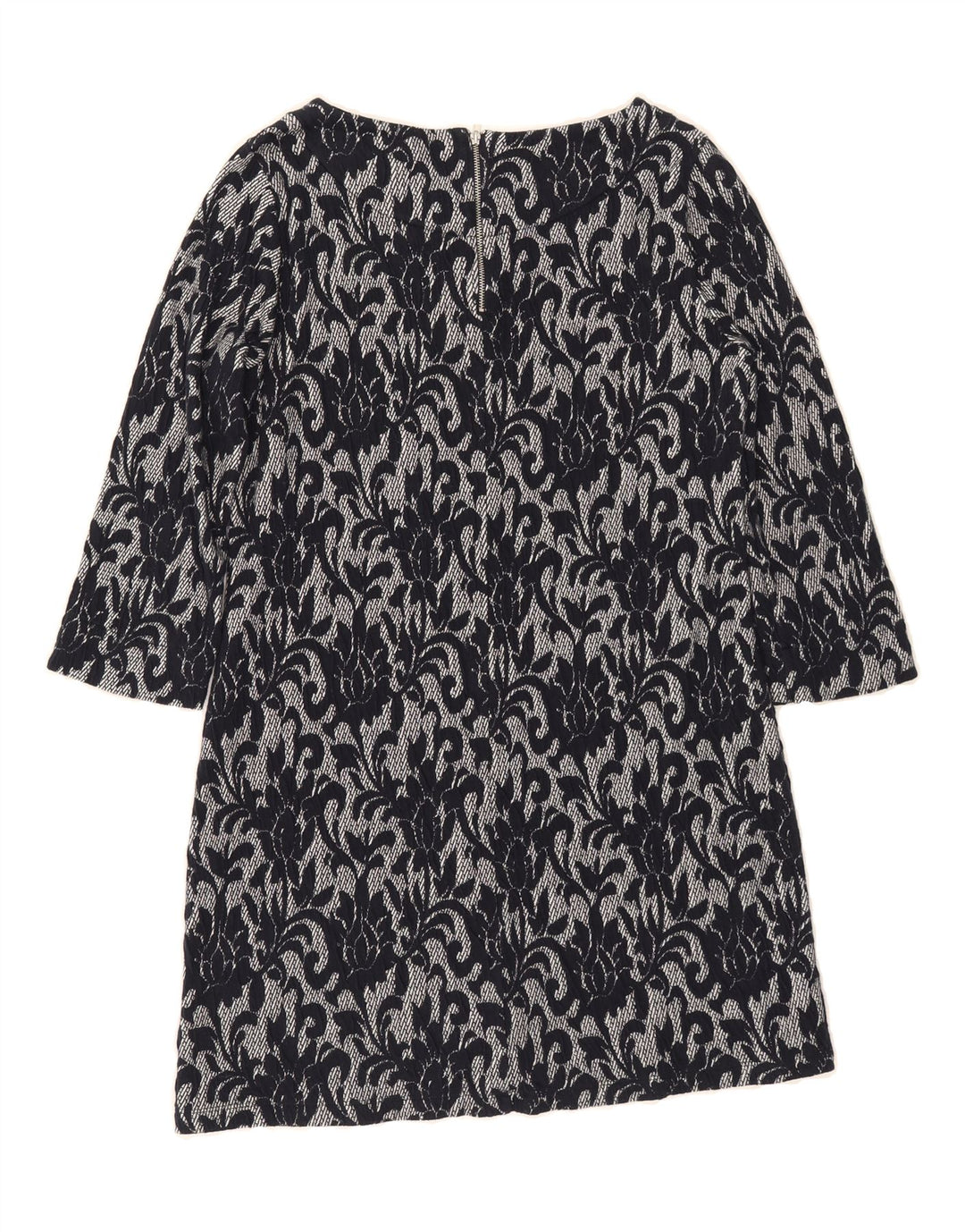 WHITE STUFF Womens 3/4 Sleeve A-Line Dress UK 14 Medium Black Floral Vintage White Stuff and Second-Hand White Stuff from Messina Hembry 