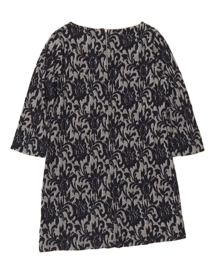 WHITE STUFF Womens 3/4 Sleeve A-Line Dress UK 14 Medium Black Floral Vintage White Stuff and Second-Hand White Stuff from Messina Hembry 
