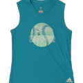 ADIDAS Womens Graphic Vest Top UK 6 XS Turquoise Polyester Vintage Adidas and Second-Hand Adidas from Messina Hembry 