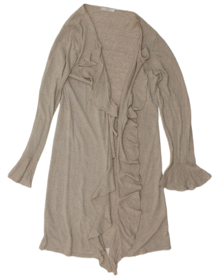 Marks & Spencer Dame Longline Cardigan Sweater UK 12 Medium Beige Linen