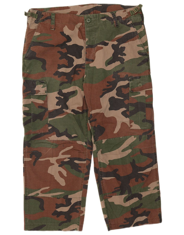 Vintage Herre Crop Cargo Bukser Large W36 L24 Multicolored Camouflage