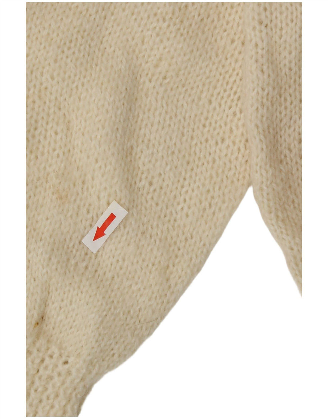 Vintage Dame Turtle Neck Jumper Sweater UK 14 Medium Off White Geometrisk
