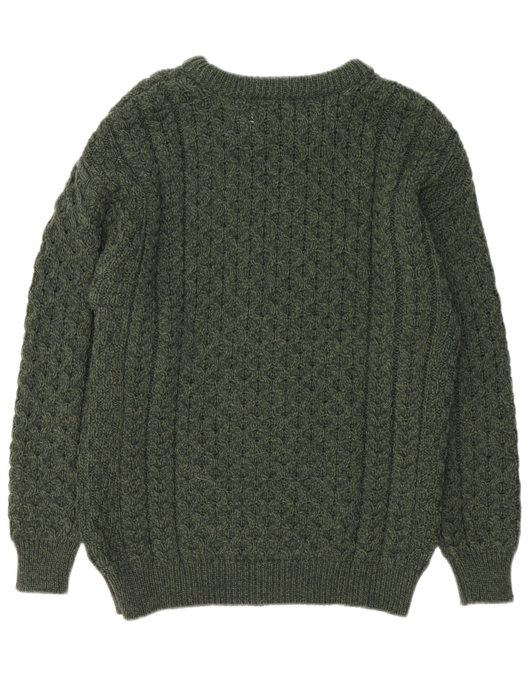 Aran Crafts Herre Boat Neck Jumper Sweater Medium Grøn Merinould