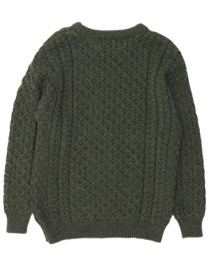 Aran Crafts Herre Boat Neck Jumper Sweater Medium Grøn Merinould