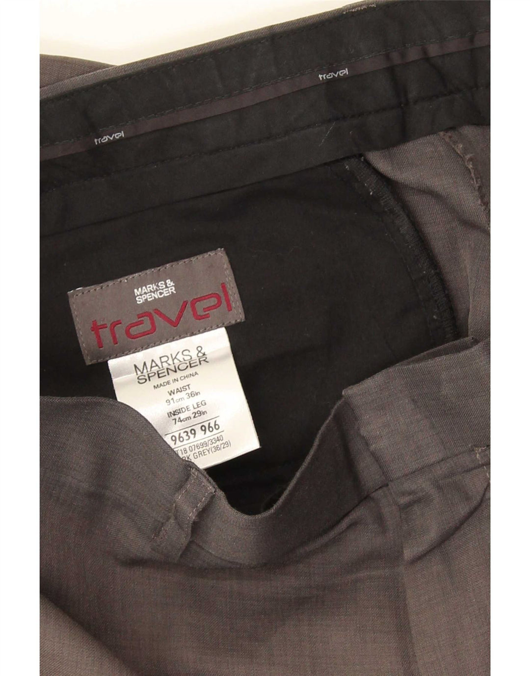 Marks & Spencer Straight Chino-bukser til mænd W36 L29 Grå polyester