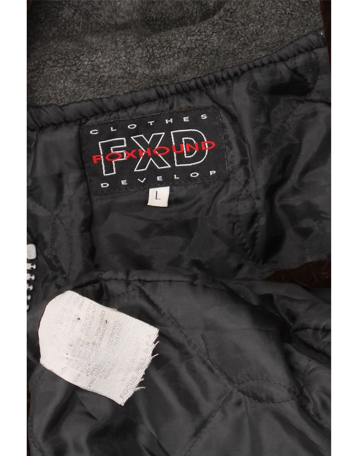 Foxhound Herre Hooded Bomber Jacket UK 40 Large Brown Colourblock Polyester