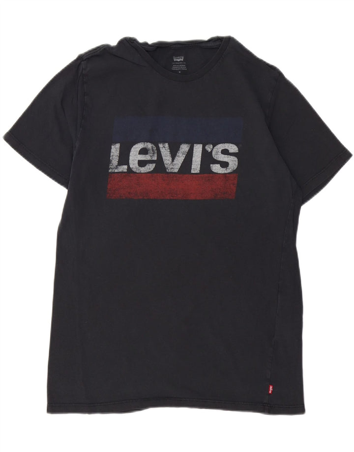 LEVI'S Womens Graphic T-Shirt Top UK 14 Medium Black Cotton