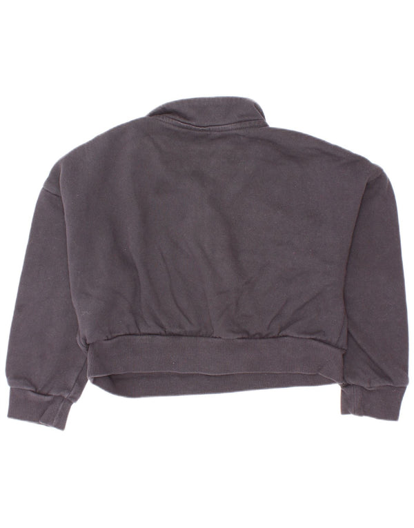 Adidas Girls Crop Zip Neck Sweatshirt Jumper 5-6 år Sort Bomuld