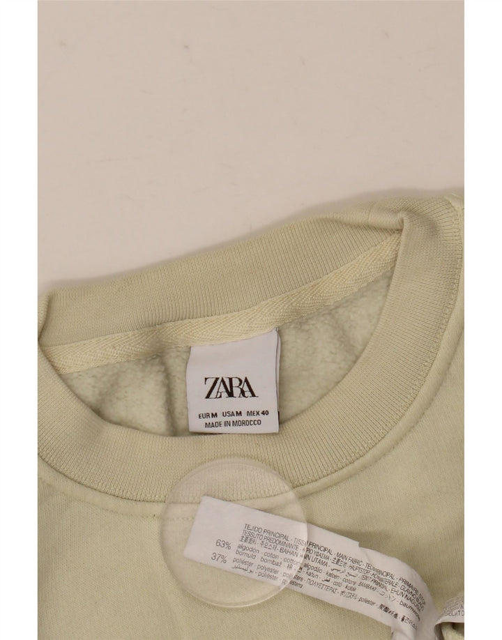 Zara Herre Grafisk Loose Fit Sweatshirt Jumper Medium Beige Bomuld
