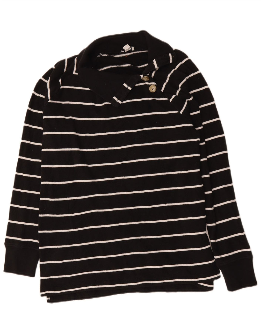J. Crew Dame Sweatshirt Jumper UK 16 Stor sort stribet bomuld