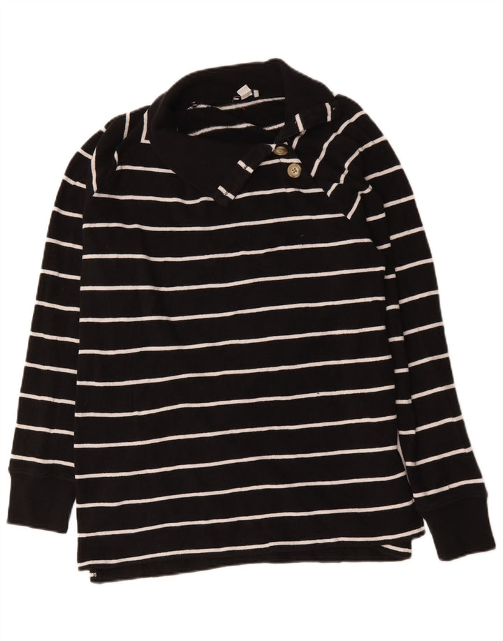 J. Crew Dame Sweatshirt Jumper UK 16 Stor sort stribet bomuld