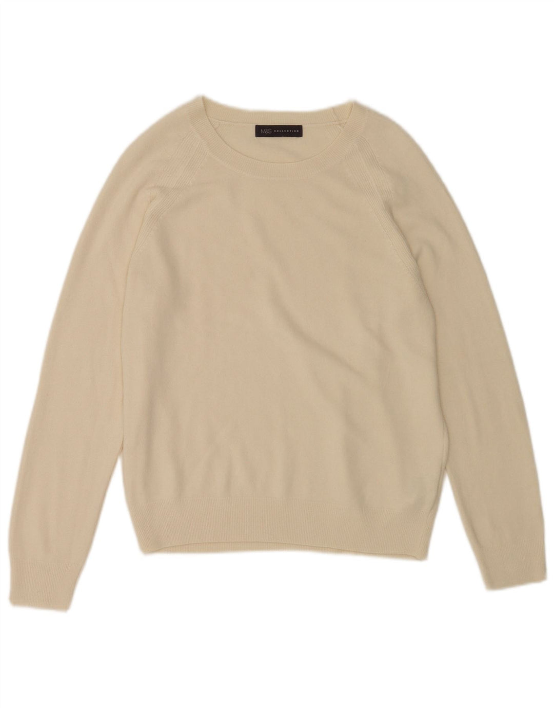 Marks & Spencer Dame Boat Neck Jumper Sweater UK 12 Medium Beige Akryl
