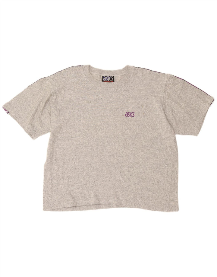 ASICS Dame Oversized grafisk T-shirt top UK 16 Stor grå flækket bomuld