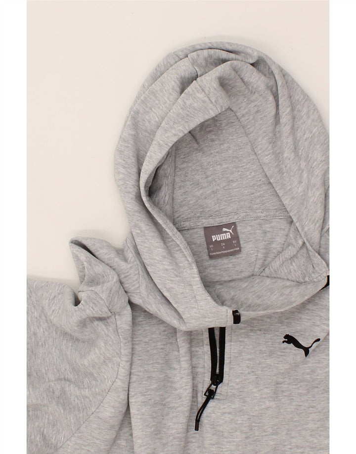 PUMA Mens Zip Neck Hoodie Jumper Large Grey Cotton Vintage Puma and Second-Hand Puma from Messina Hembry 