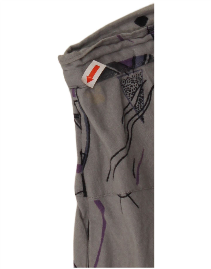 VINTAGE A-line nederdel W32 med høj talje til kvinder, stor grå, geometrisk