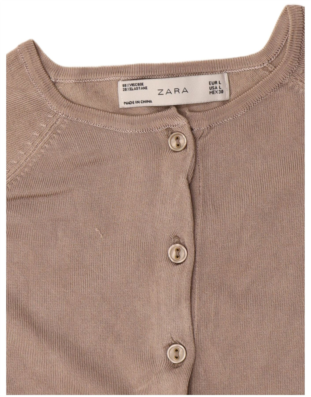 Zara Dame Cardigan Sweater UK 14 Large Grå Viscose
