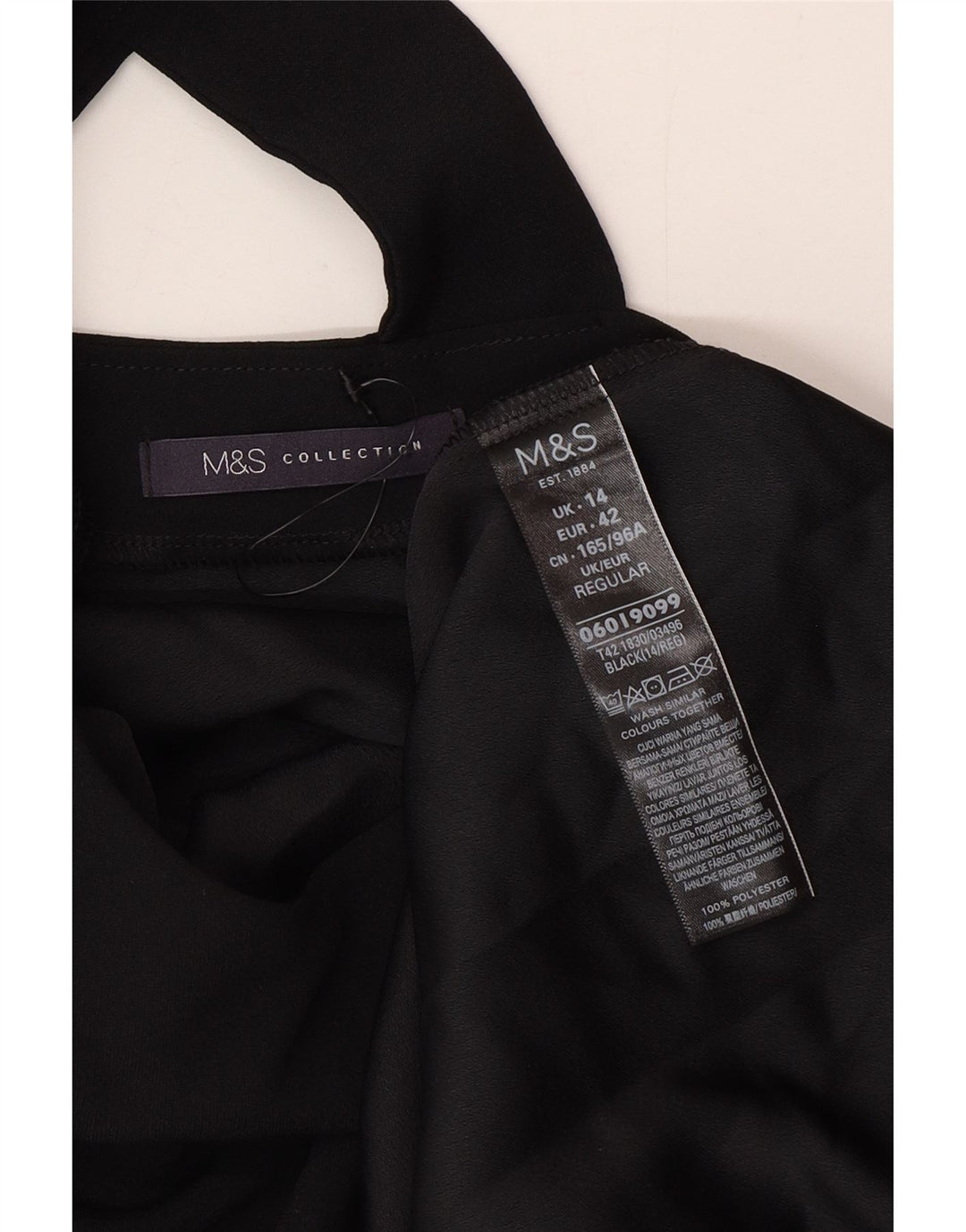 Marks & Spencer kvinders 3/4-ærmede teltkjole UK 14 Stor sort polyester