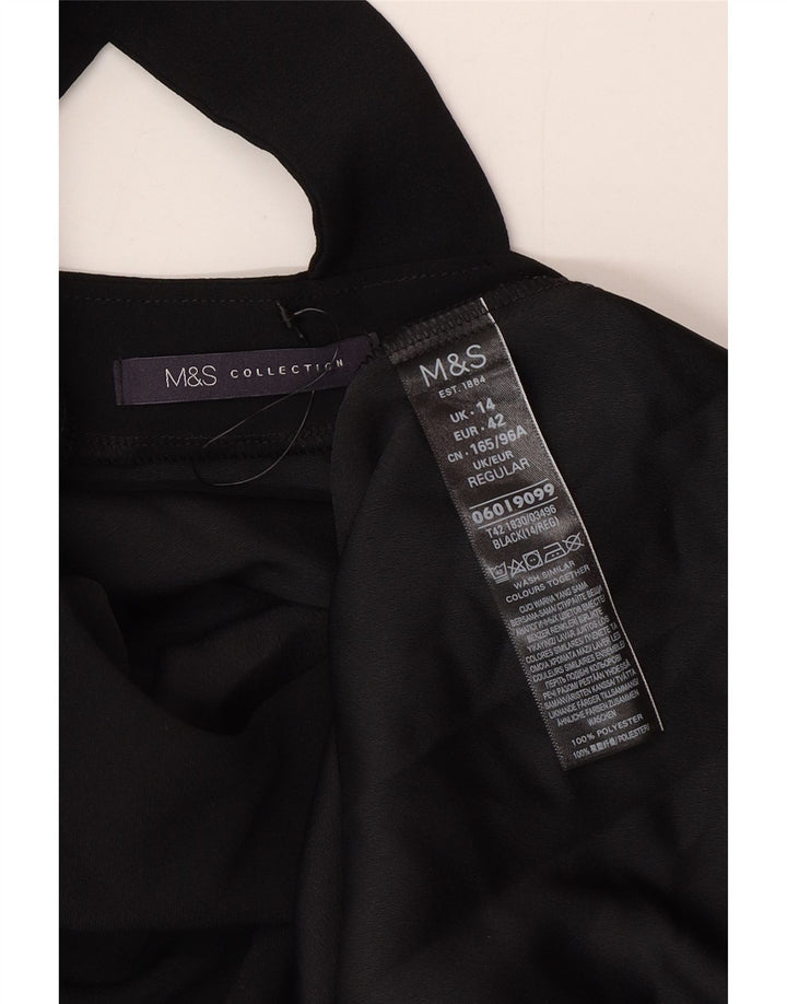 Marks & Spencer kvinders 3/4-ærmede teltkjole UK 14 Stor sort polyester