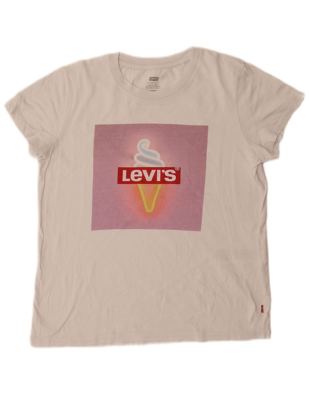 LEVI'S Grafisk T-shirt top til kvinder UK 12 Medium hvid bomuld