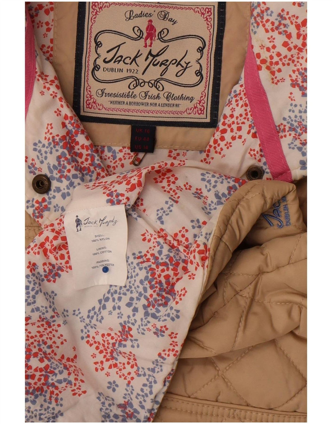Jack Murphy Dame Quilted Gilet UK 16 Large Beige Nylon