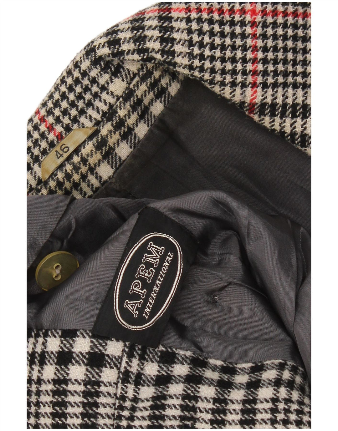 Vintage dobbeltradet trenchcoat til kvinder IT 46, stor grå ternet