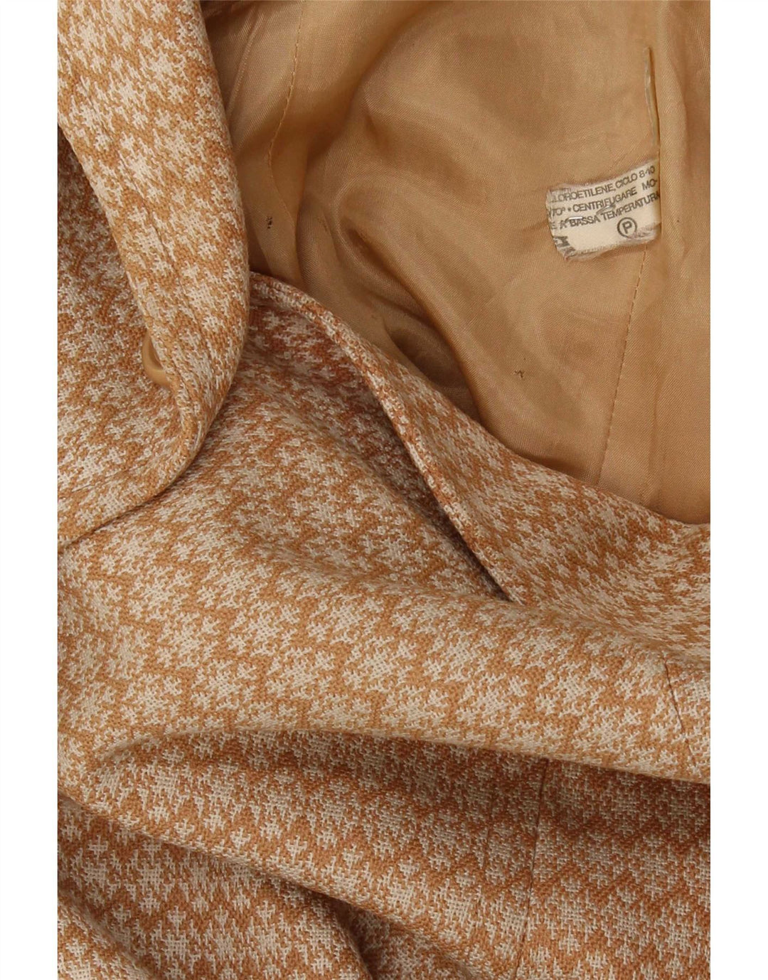 Vintage overfrakke til kvinder UK 10 Lille Beige Geometrisk