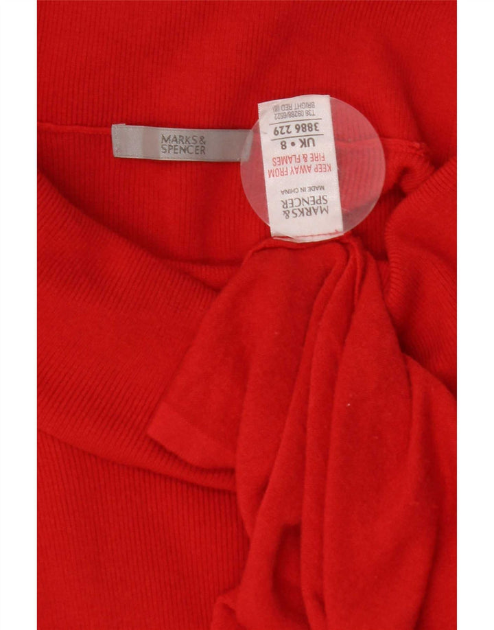 Marks & Spencer Dame Langærmet Roll Neck Tunika Top UK 8 Lille Rød