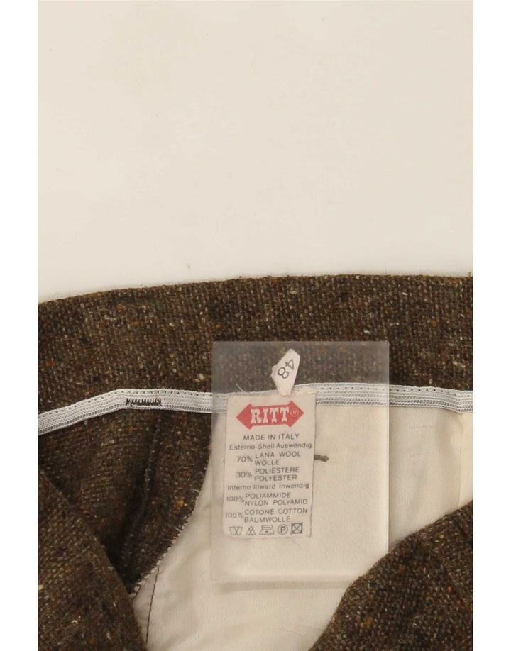 Ritt Herre Pegged Suit Trousers IT 48 Medium W32 L30 Khaki Flecked Wool