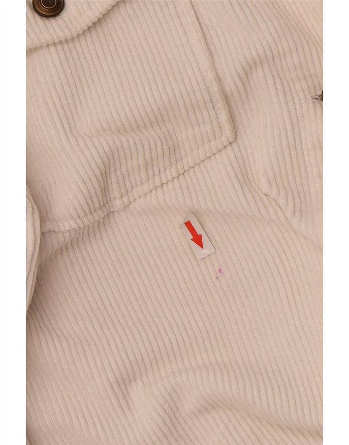 Zara Dame Oversized Corduroy Jacket UK 10 Small White Bomuld