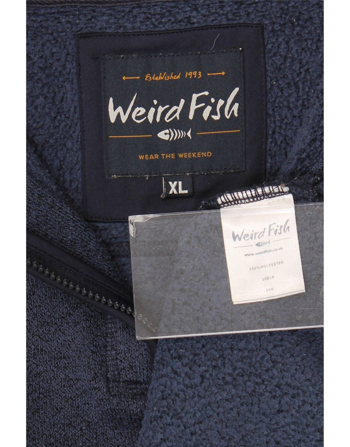 Weird Fish Herre Zip Neck Sweatshirt Jumper XL Navy Blue Flecked Polyester