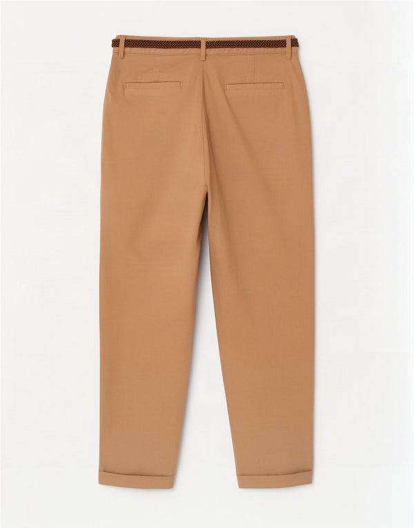 Zara Womens Tapered Cropped Trousers EU 42 Large W32 L26 Beige Bomuld