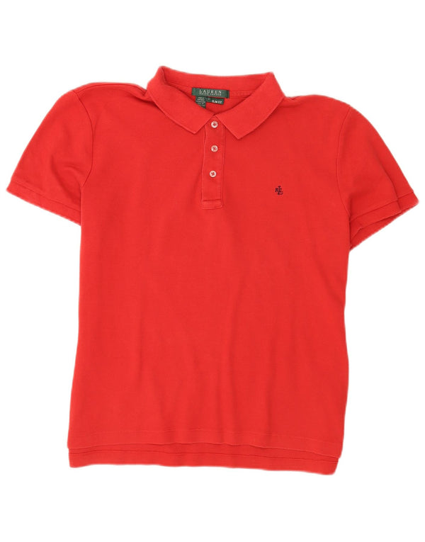 Ralph Lauren Dame Slim Fit Polo Shirt UK 14 Stor Rød Bomuld