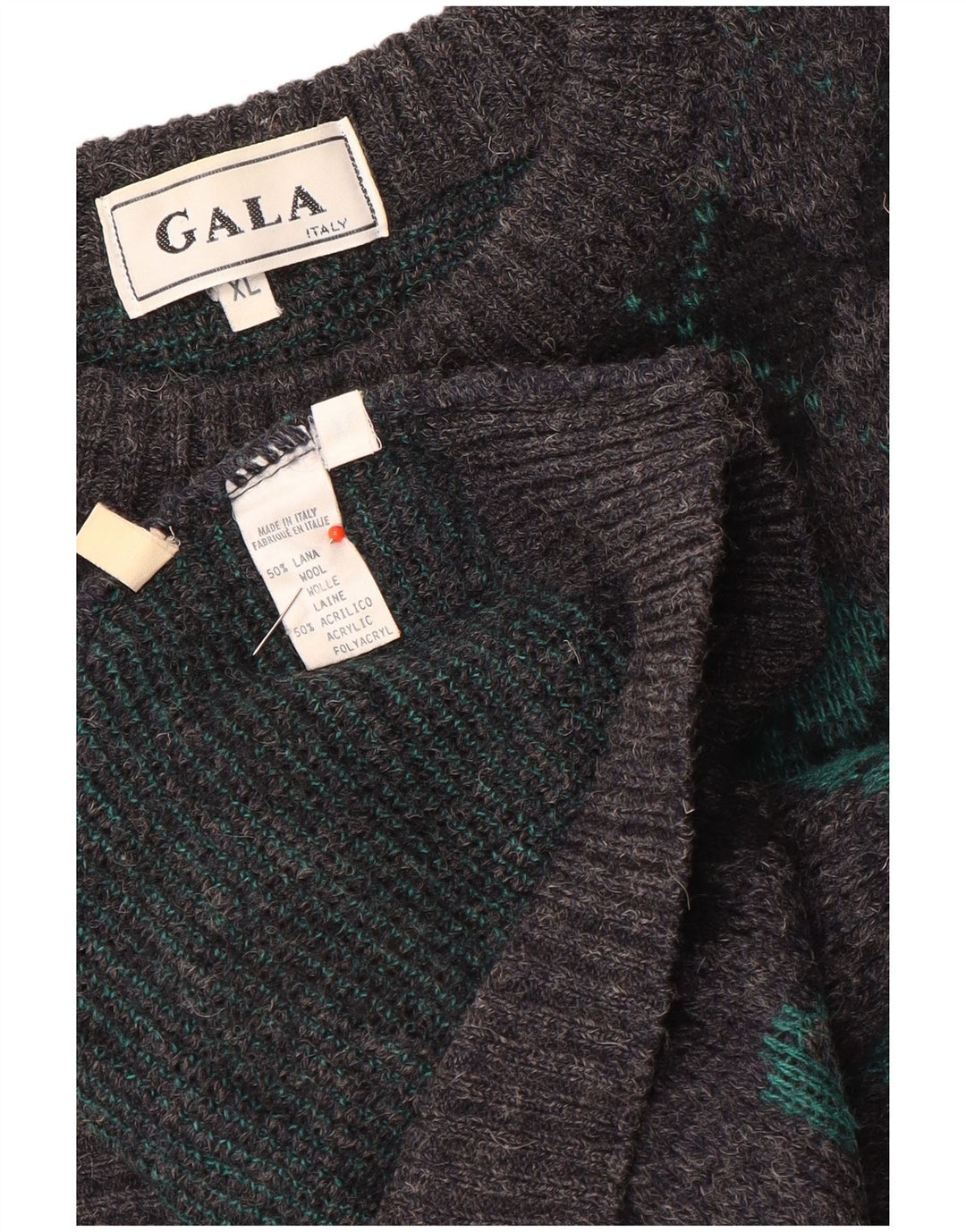 Gala Herre Boat Neck Jumper Sweater XL Grå Argyle/Diamond Wool