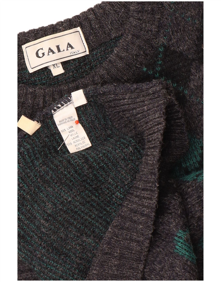 Gala Herre Boat Neck Jumper Sweater XL Grå Argyle/Diamond Wool