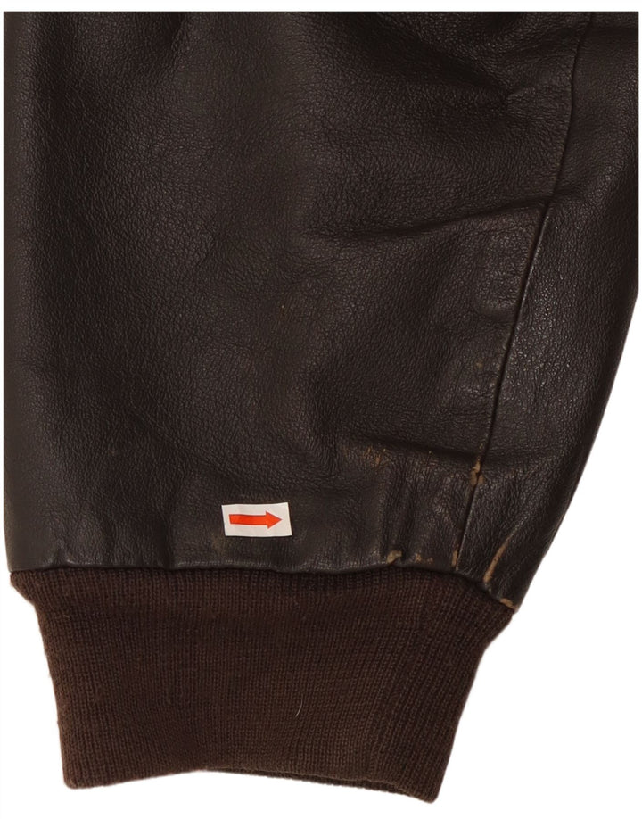 VINTAGE Herre Loose Fit Læderjakke UK 36 Lille brunt læder