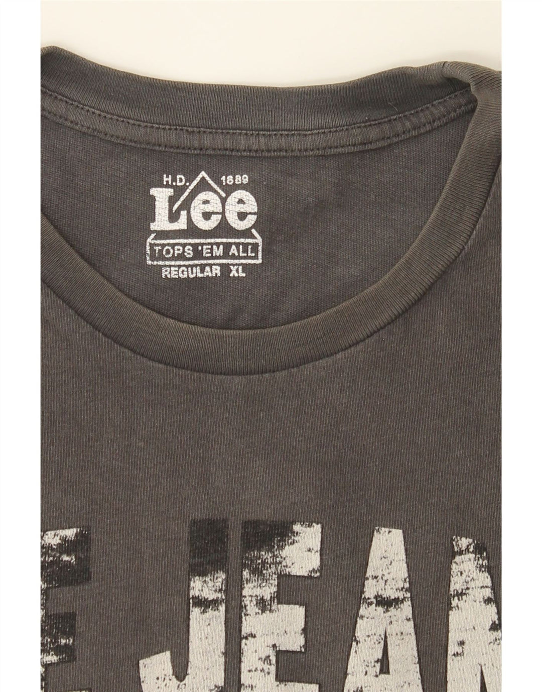 LEE Mens Regular Graphic T-Shirt Top XL Grey Cotton Vintage Lee and Second-Hand Lee from Messina Hembry 