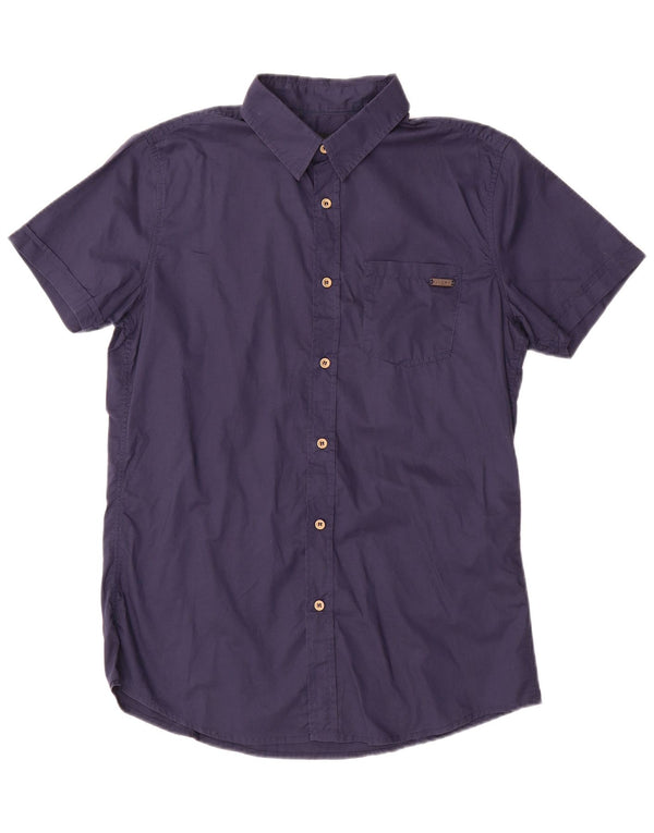 Sisley Mens Short Sleeve Slim Fit Shirt Medium Navy Blue