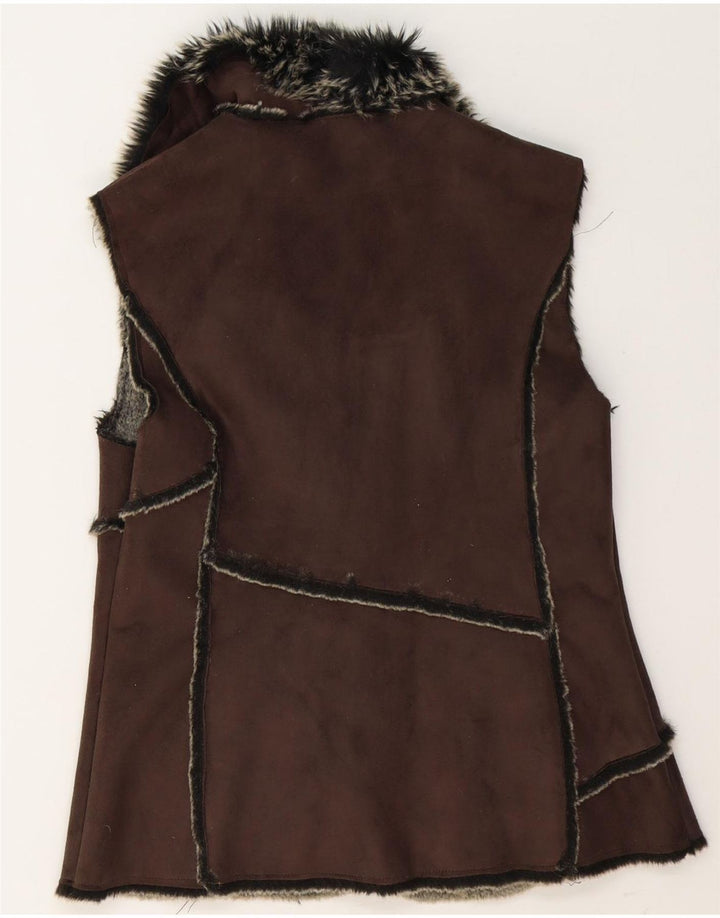 Debenhams Dame Sherpa Gilet UK 12 Medium Brun Polyester