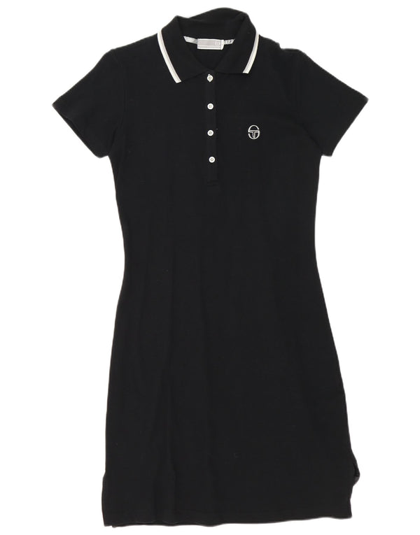 Sergio Tacchini Dame Polo Dress UK 14 Large Black Bomuld
