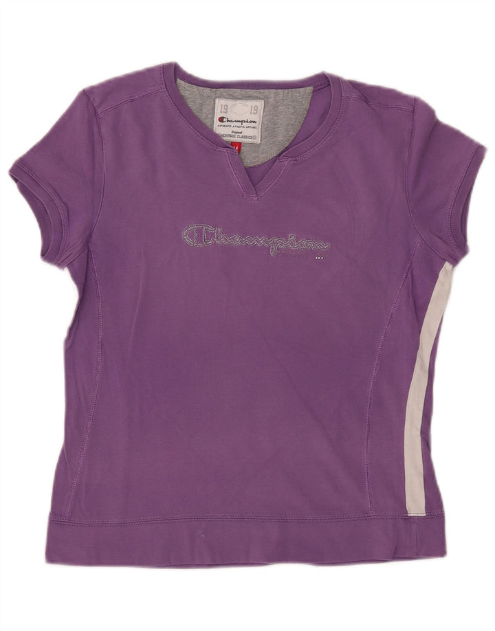 CHAMPION Womens Heritage Classics Grafisk T-Shirt Top UK 12 Medium Purple
