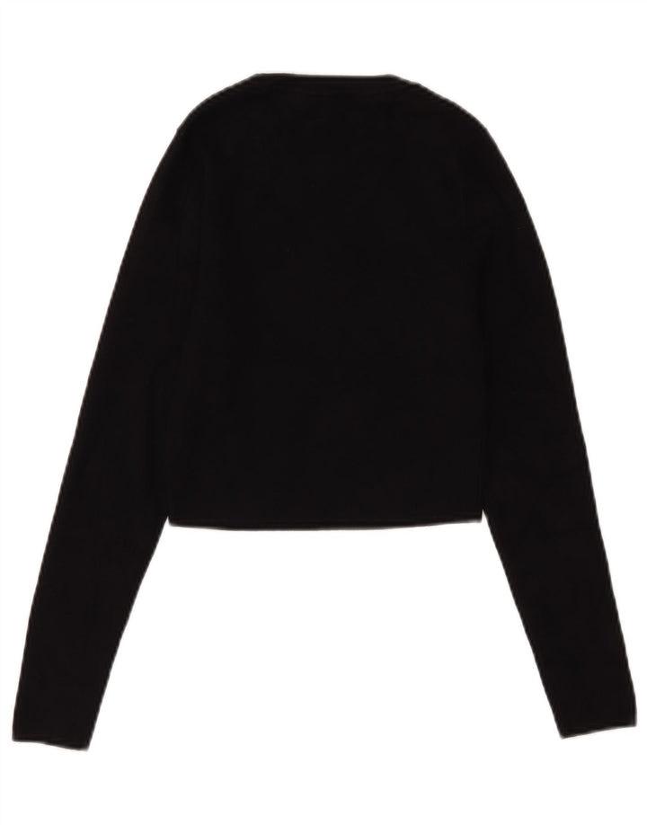 Zara Dame Crop Top Langærmet UK 12 Medium Sort
