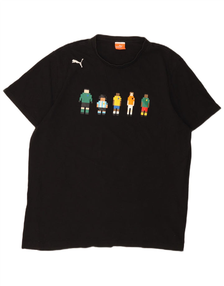 Puma Herre Grafisk T-Shirt Top XL Sort Bomuld
