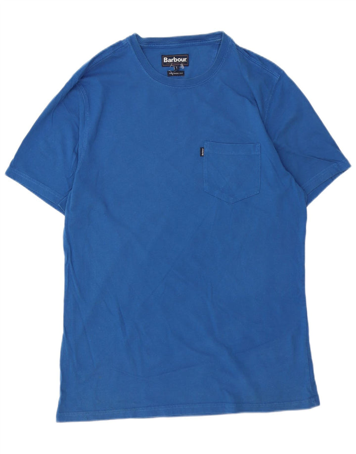 BARBOUR Herre Skræddersyet Fit T-Shirt Top Stor Blå Bomuld