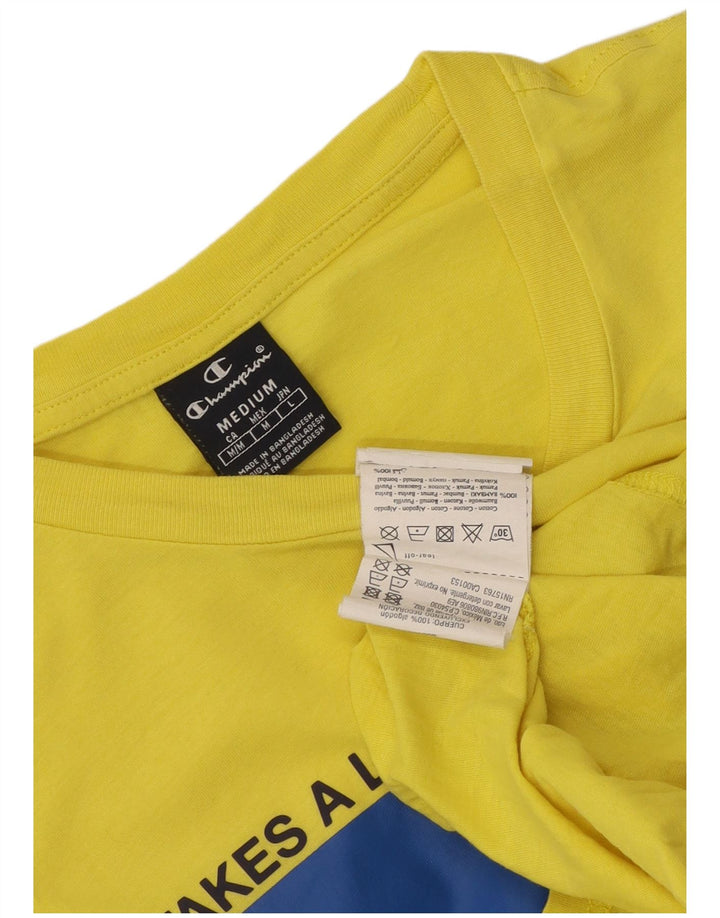 Champion Herre grafisk T-shirt Top Medium Gul Bomuld