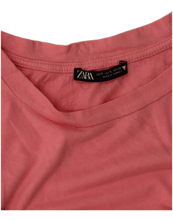 Zara Womens Crop Oversized T-Shirt Top UK 10 Small Pink