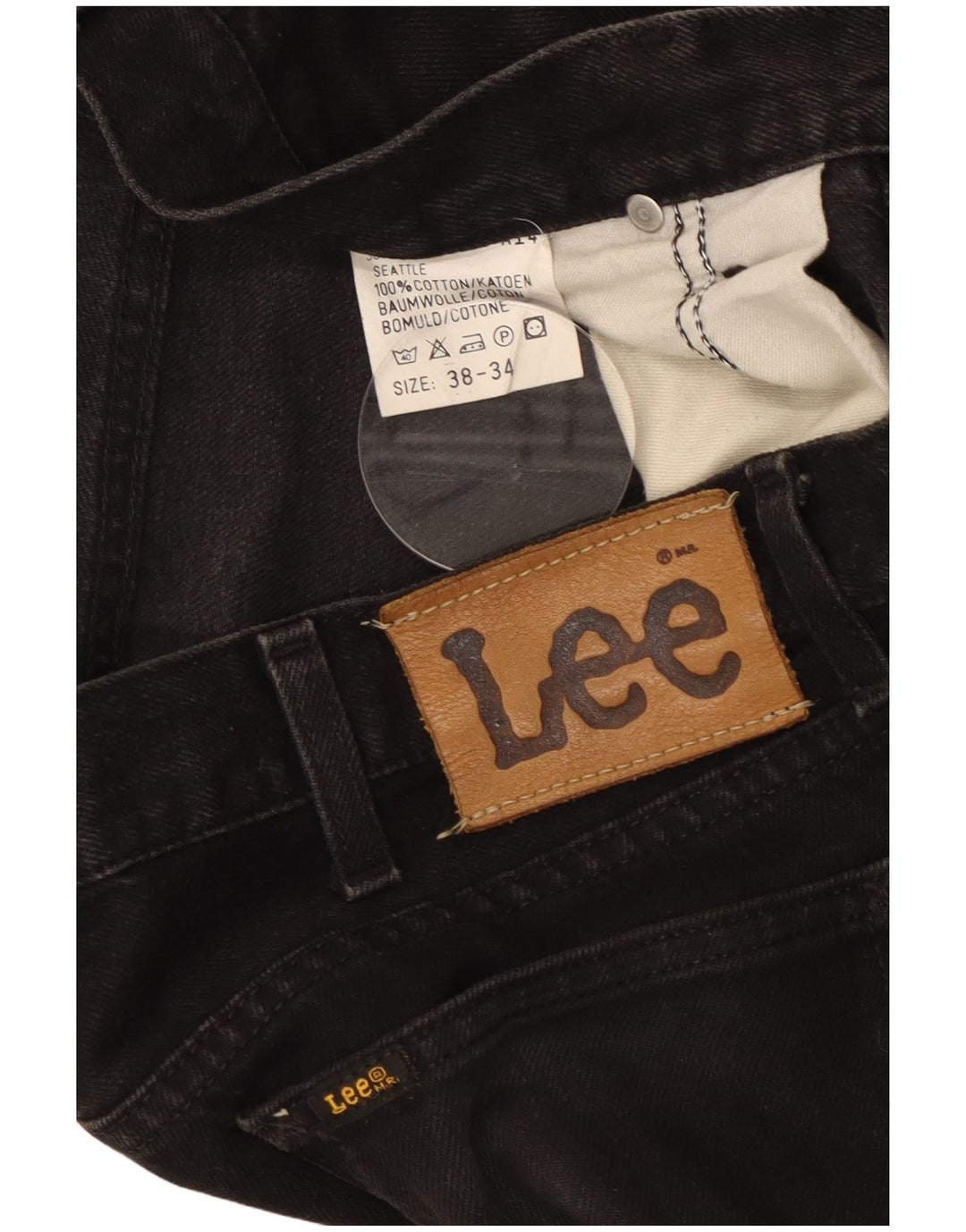Lee Mens Seattle Straight Jeans W38 L30 Sort Bomuld