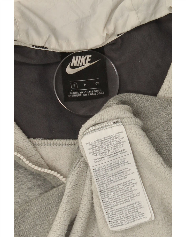 NIKE Mens Graphic Zip Neck Hoodie Jumper Small Grey Cotton Vintage Nike and Second-Hand Nike from Messina Hembry 