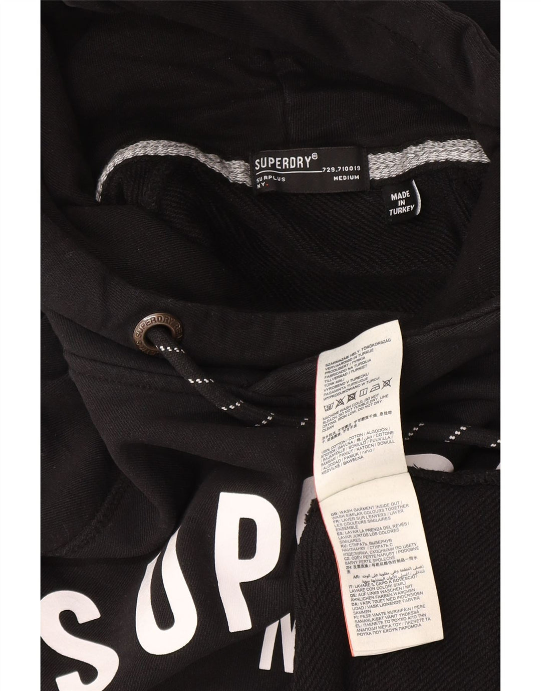 Superdry Grafisk hættetrøje til mænd mellem sort bomuld